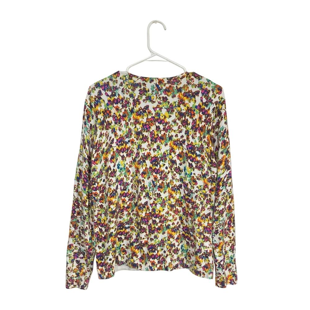 VTG August Silk Blurred Floral Knit Cardigan Sz X-Large Long Sleeve Button Front - Picture 2 of 6